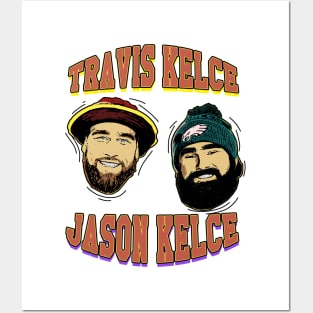 travis kelce and jason kelce comic style Posters and Art